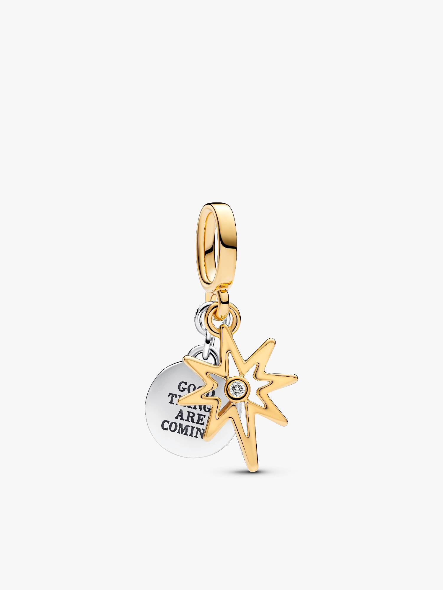 Charm Colgante Grabable Estrella Polar con diamante sintético creado en laboratorio