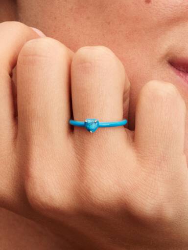 Anillo Gema Corazón Color Turquesa
