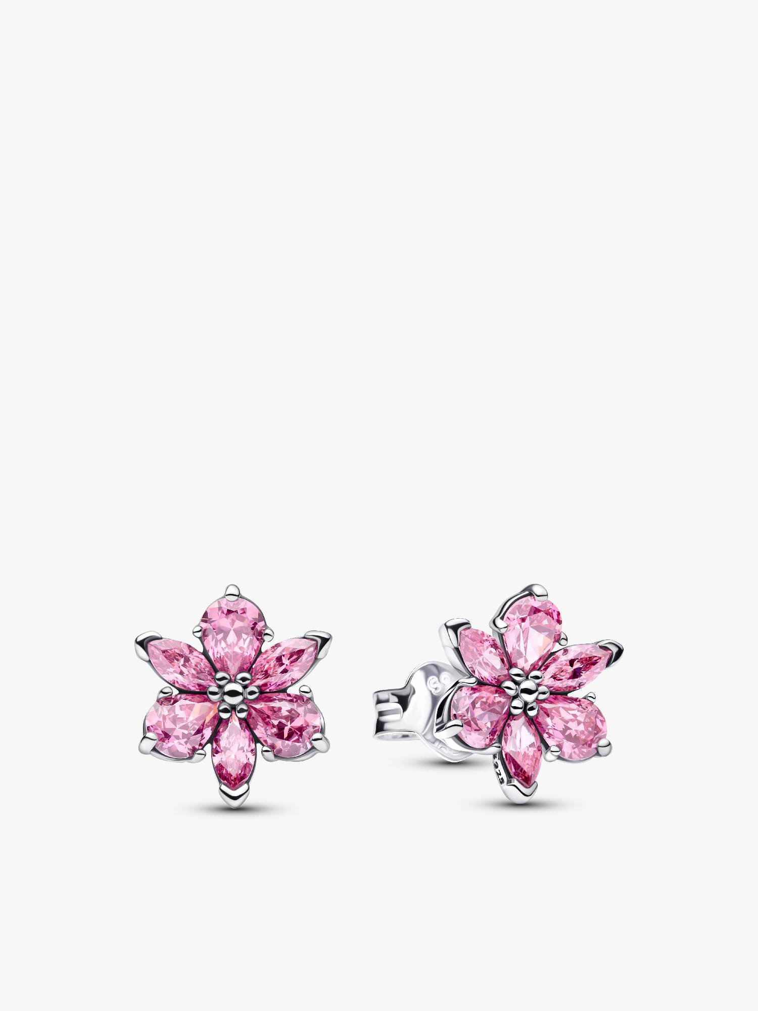 Pendientes de botón Herbario Flor Rosa Brillante 