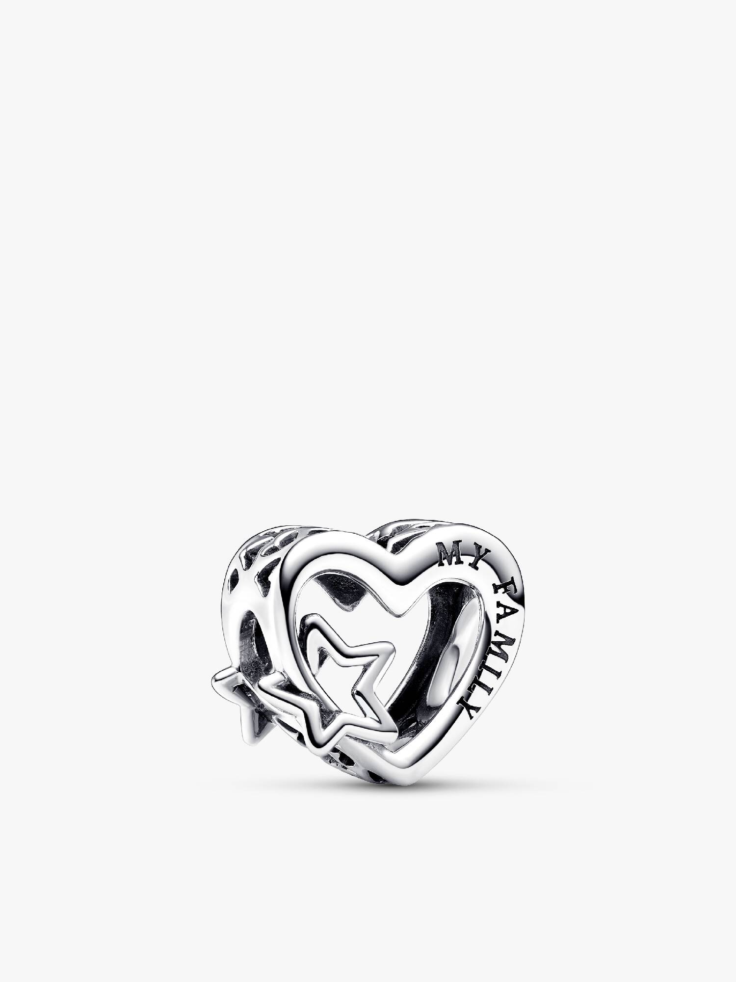 Charm Corazón en filigrana Familia y Estrella