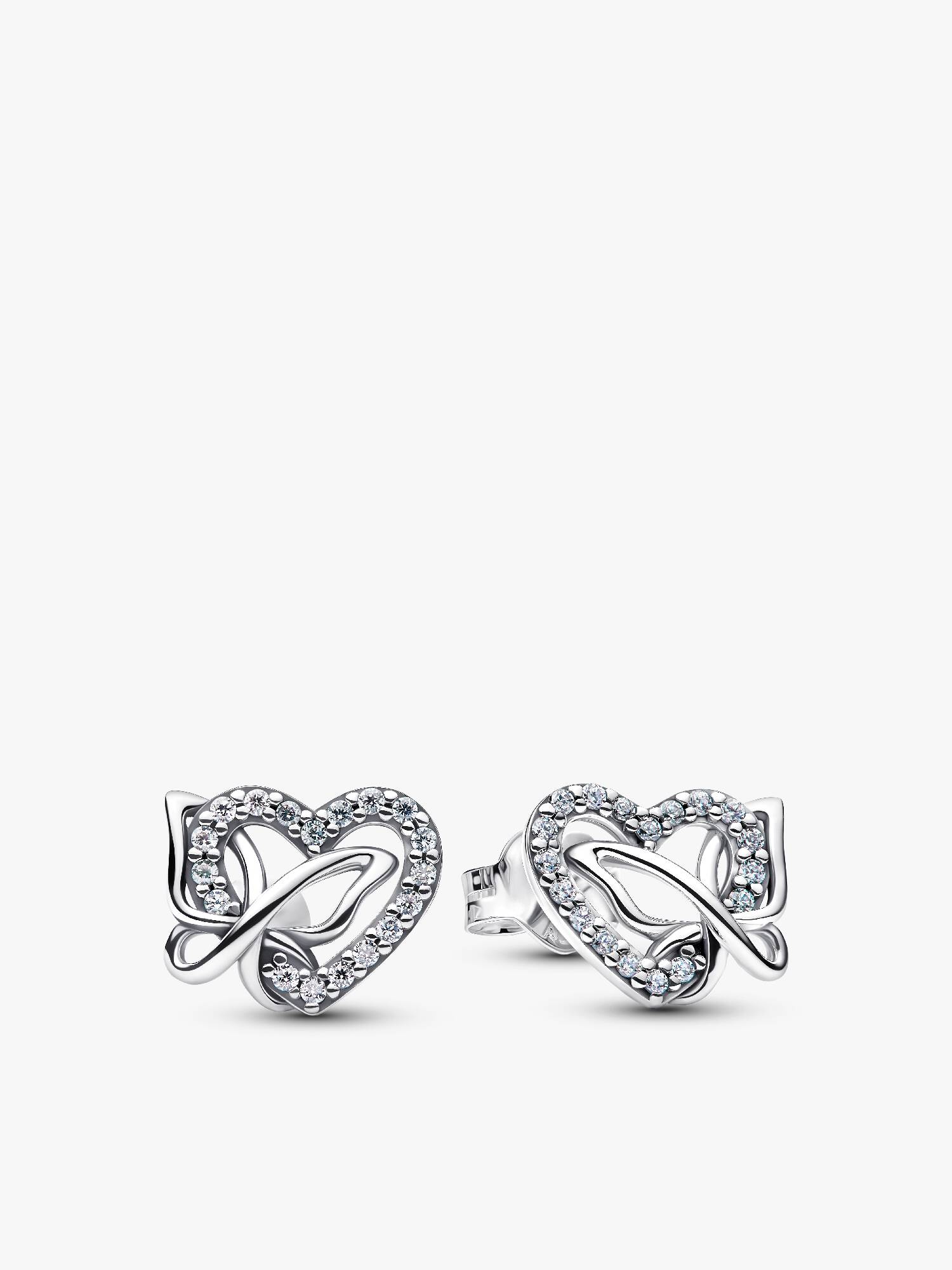 Pendientes de botón Corazón y Mariposa Entrelazados