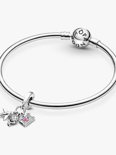 Charm Colgante Avión, Globo Terráqueo y Maleta