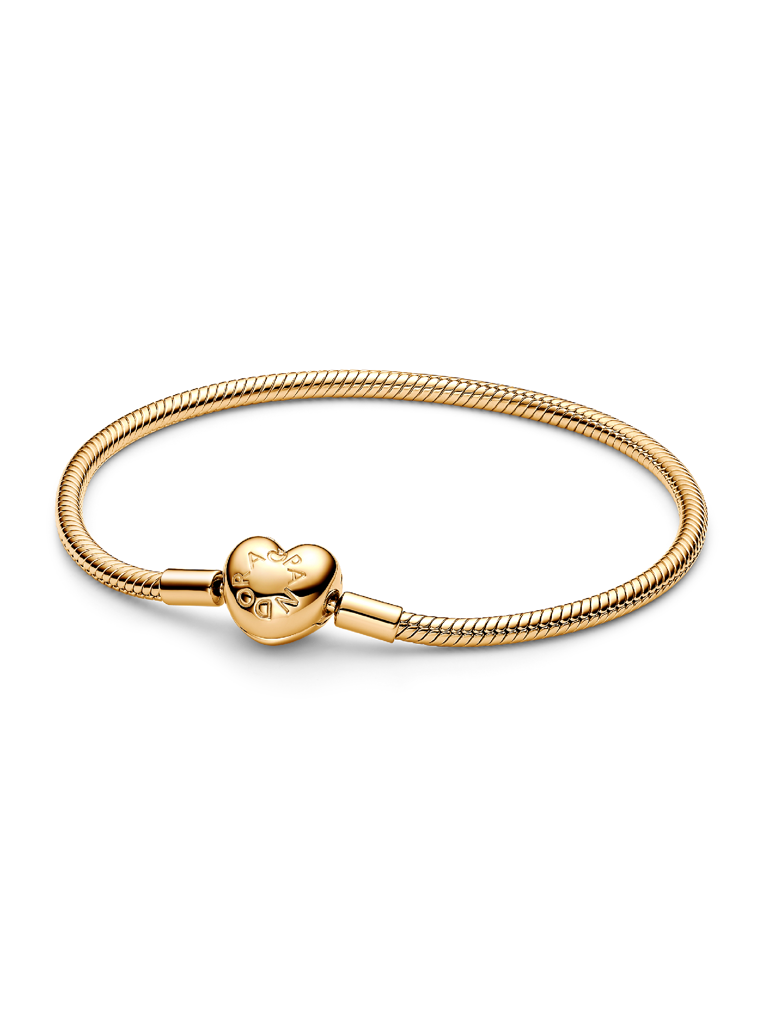 Pulsera de Cadena de Serpiente con Cierre de Corazón de Pandora Moments