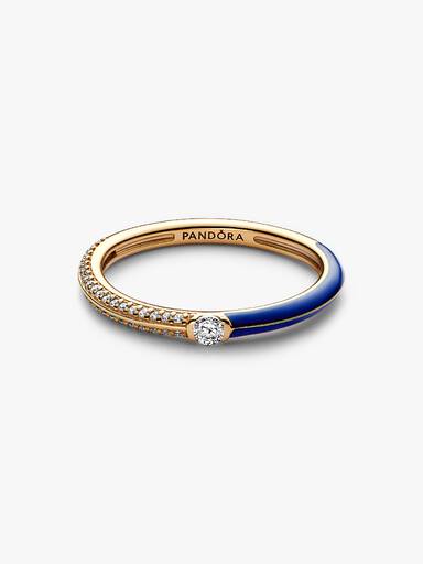 Anillo Dual Azul y Pavé