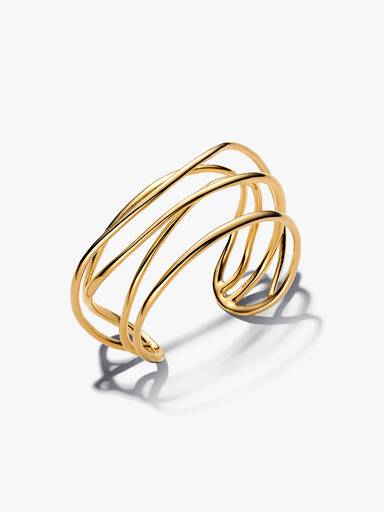 Pulsera Rígida Abierta Alambre Forma Orgánica
