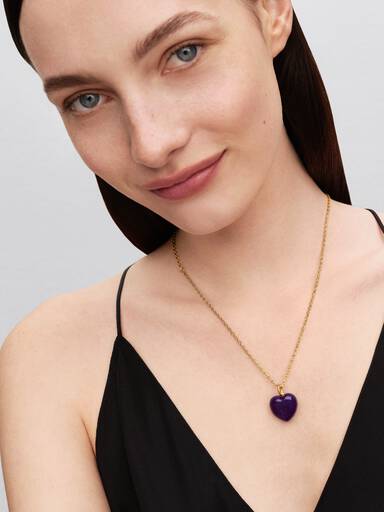 Charm Colgante Corazón Volumen Morado