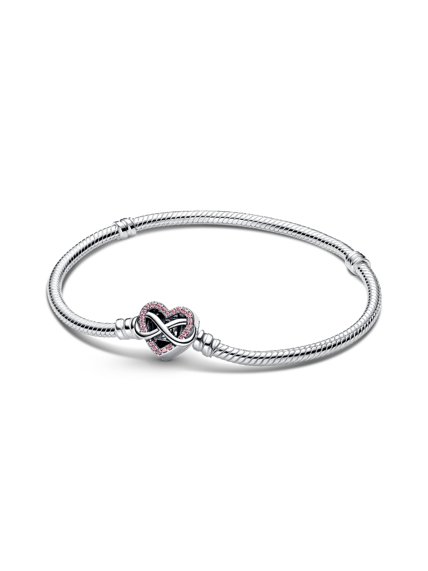 Pulsera de Cadena de Serpiente con Cierre de Corazón Infinito Rosa Brillante