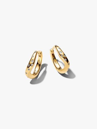 Pendientes de Aro Forma Orgánica con Gemas Engastadas