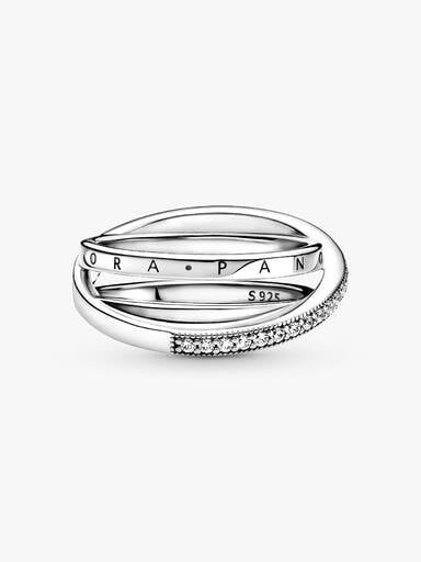 Anillo Cruzado Triple Alianza en Pavé