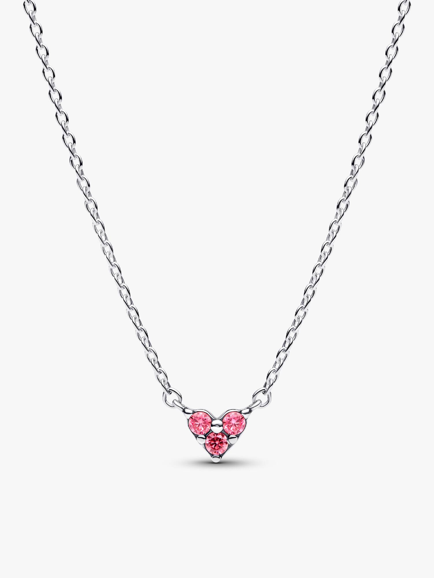 Collar Corazón Rosa Triple Gema