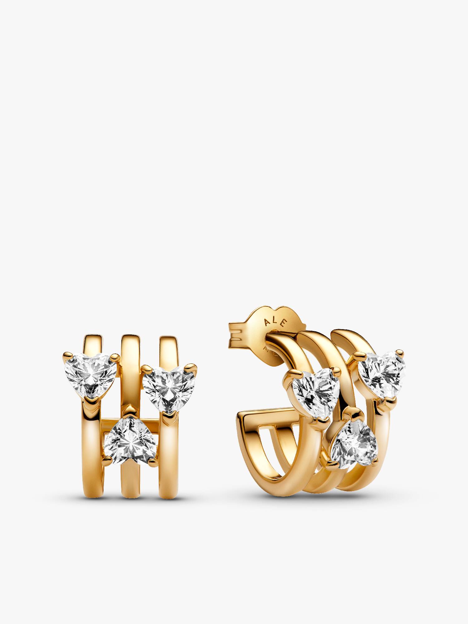 Pendientes de Aro Triple Corazón