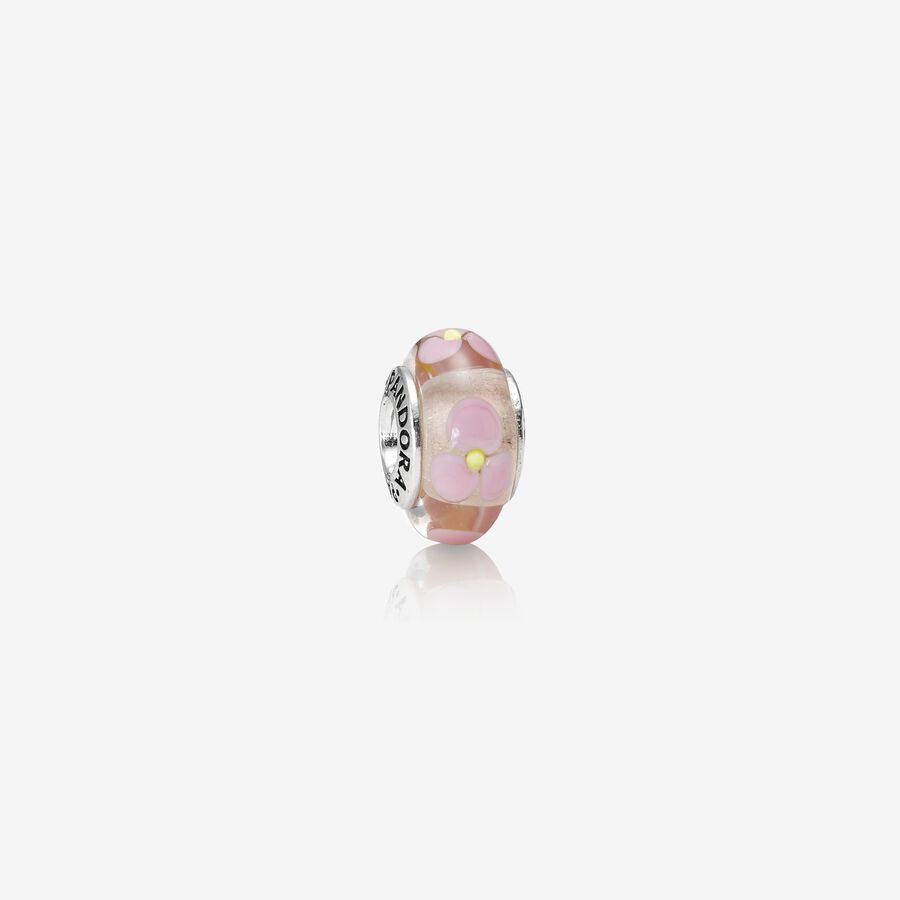 Charm Cristal de Murano Floral Rosa image number 0