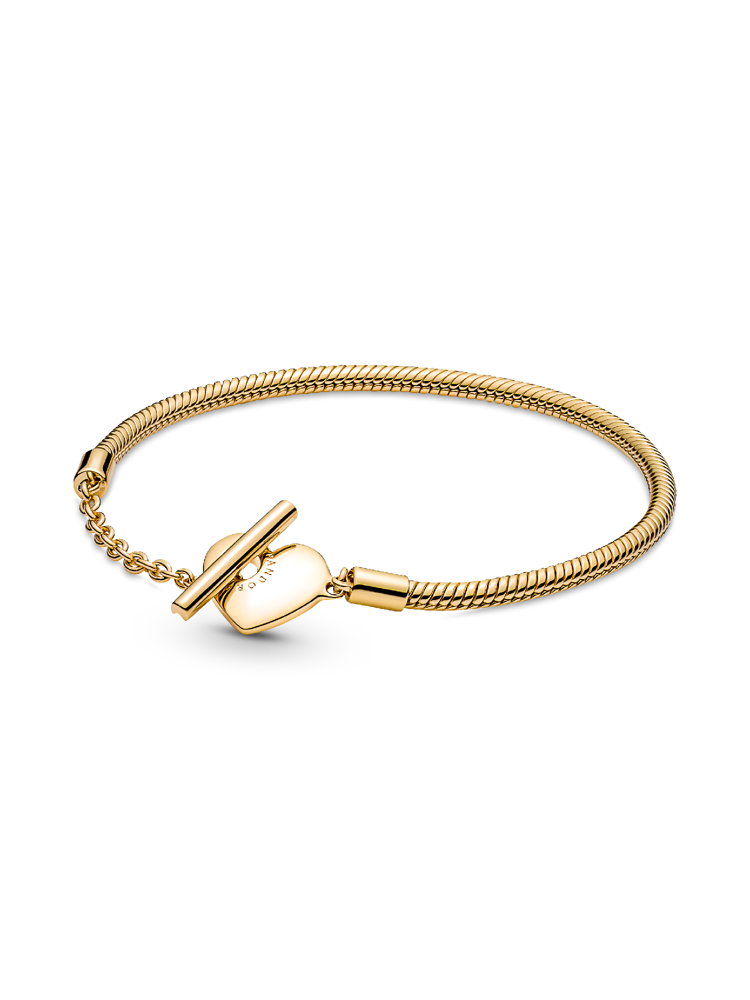 Pulsera de Cadena de Serpiente Barra en T y corazón