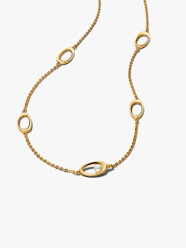 Collar Forma Orgánica y Perla Ovalada Cultivada de Agua Dulce