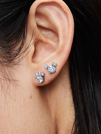 Pendientes de Botón Mickey y Minnie Mouse Brillantes de Disney