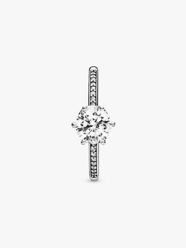 Anillo Solitario Corona Brillante Transparente