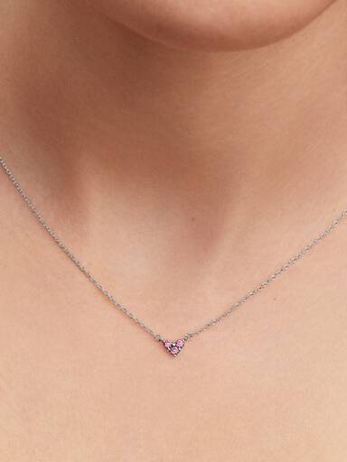 Collar Corazón Rosa Triple Gema