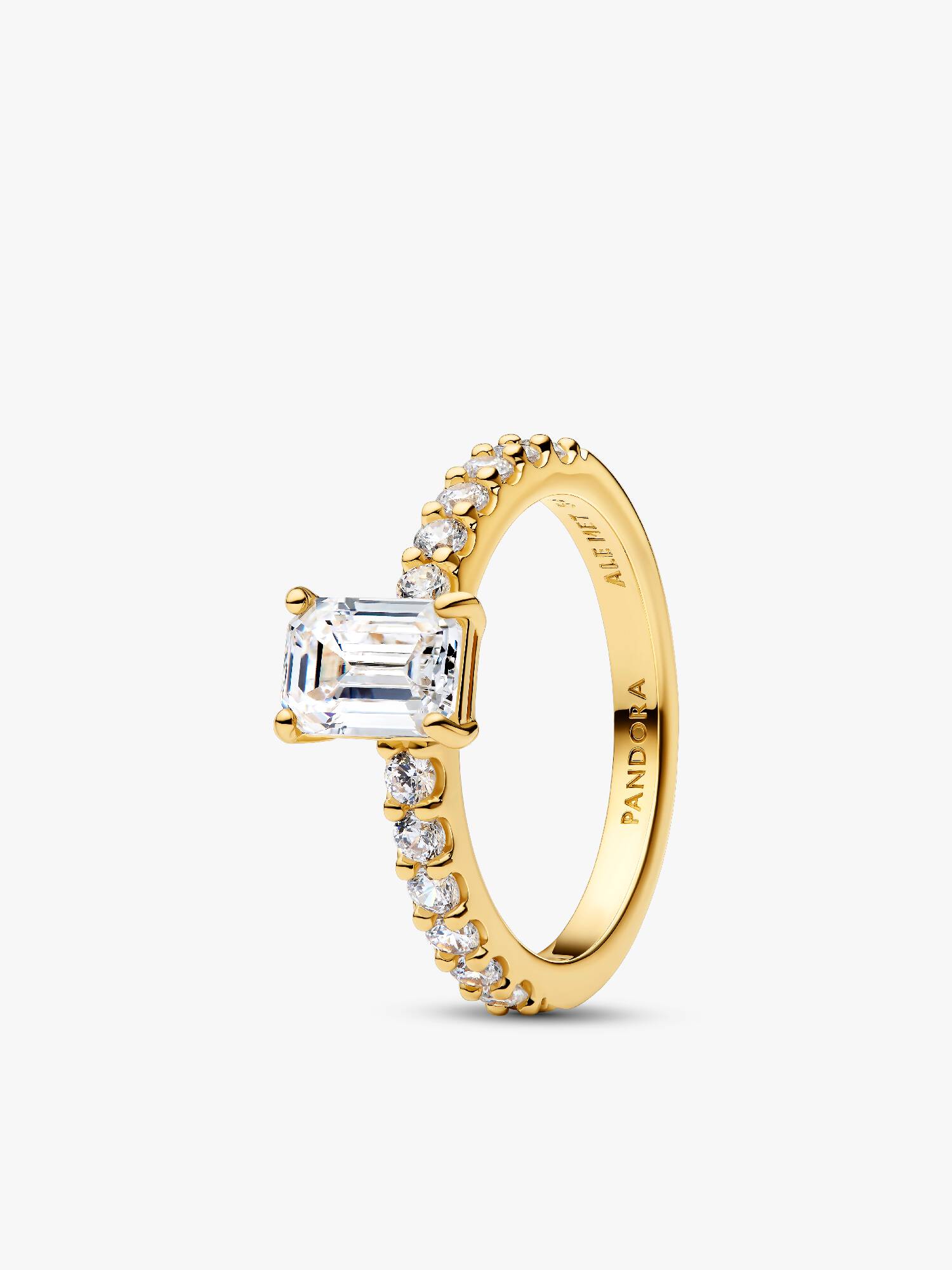 Anillo Halo Rectangular Brillante
