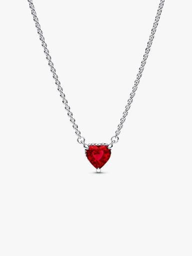 Collar con Colgante Halo y Corazón Brillantes