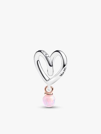 Conjunto de Regalo Pulsera Cierre Corazón y Charms Corazón y Rosa Colgante