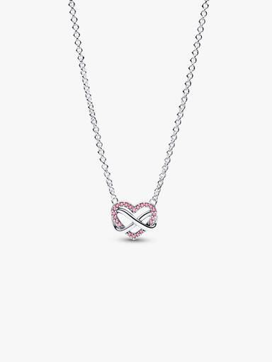 Collar Corazón Infinito Rosa Brillante