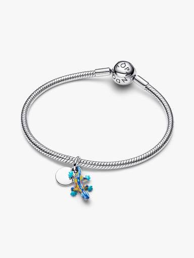 Charm Colgante Doble Salamandra y Etiqueta Redonda Grabable
