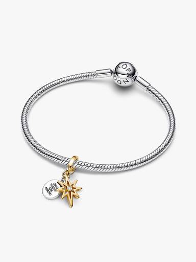 Charm Colgante Grabable Estrella Polar con diamante sintético creado en laboratorio