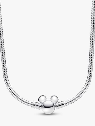 Collar Pandora Moments Cadena de Serpiente con Cierre de Mickey Mouse de Disney