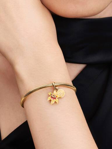 Charm Colgante Doble Flor Mágica que brilla en la oscuridad de Enredados de Disney