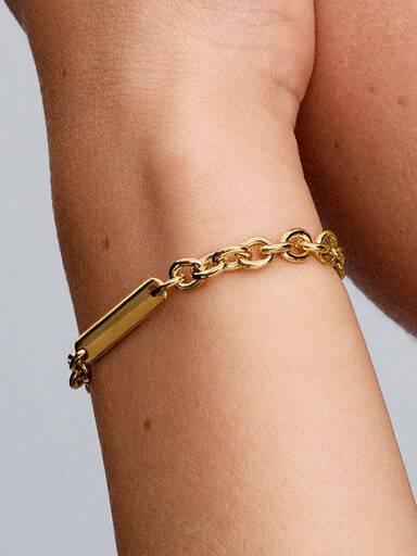 Pulsera de Eslabones Barra Grabable