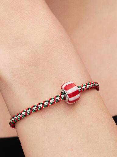 Charm Cristal de Murano Caramelo Navideño Rojo