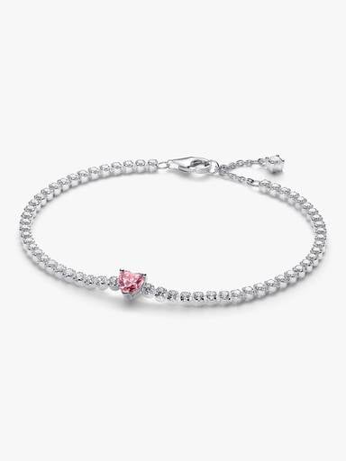 Pulsera de Tenis Corazón Brillante Rosa