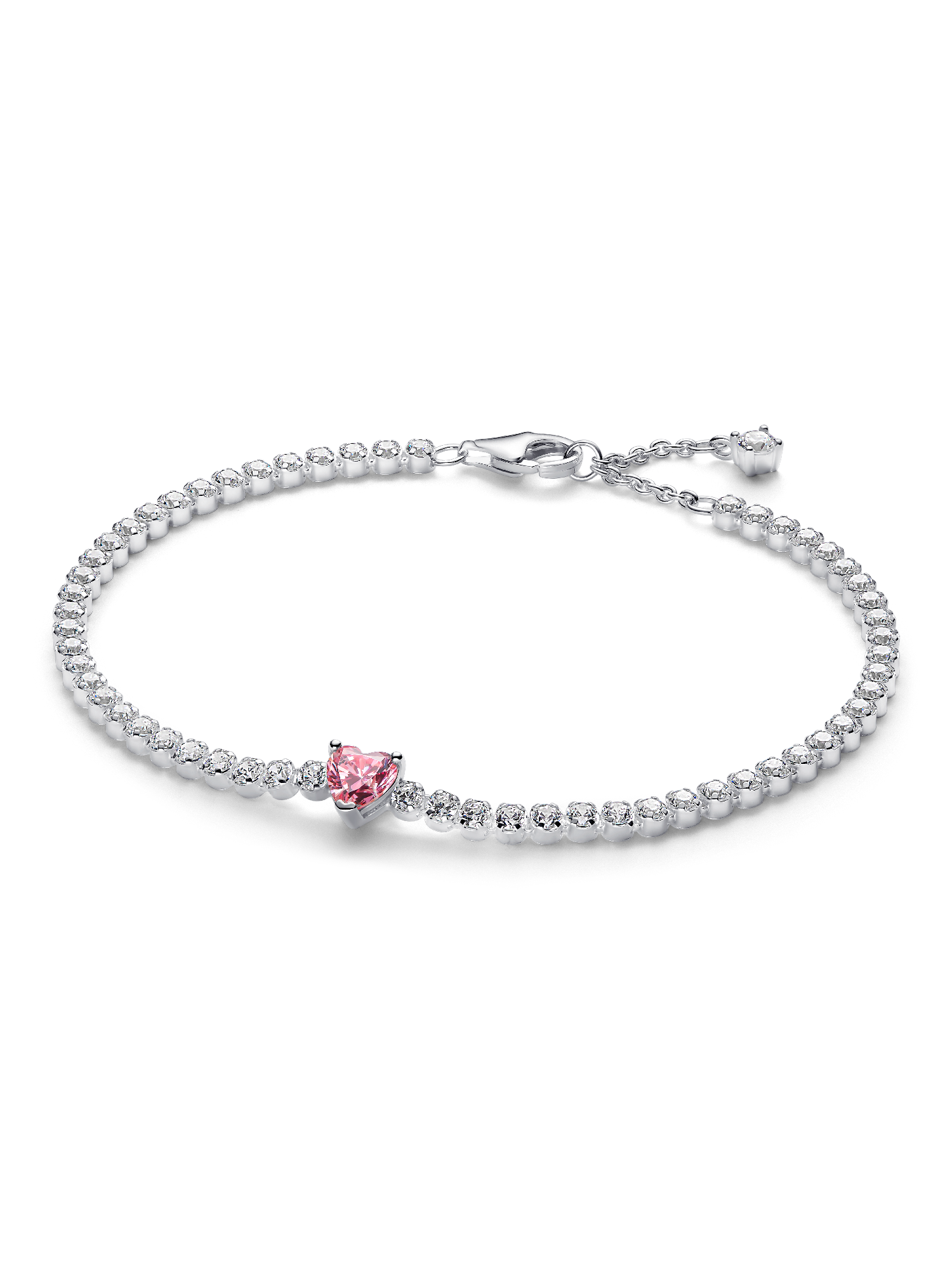 Pulsera de Tenis Corazón Brillante Rosa