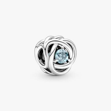 March Birthstone Eternity Circle O Pendant Set