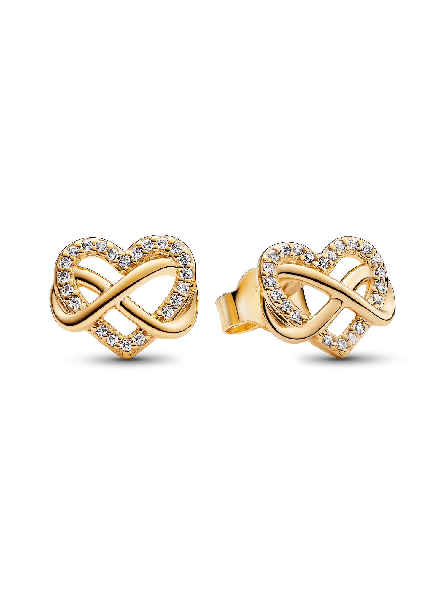 Pendientes de Botón Corazón Infinito Brillante