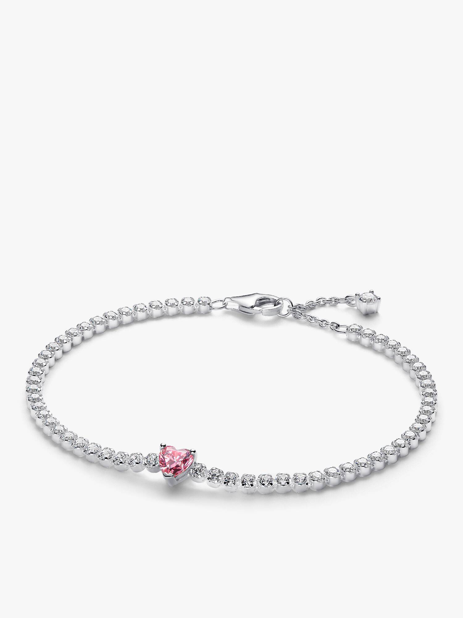 Pulsera de Tenis Corazón Brillante Rosa