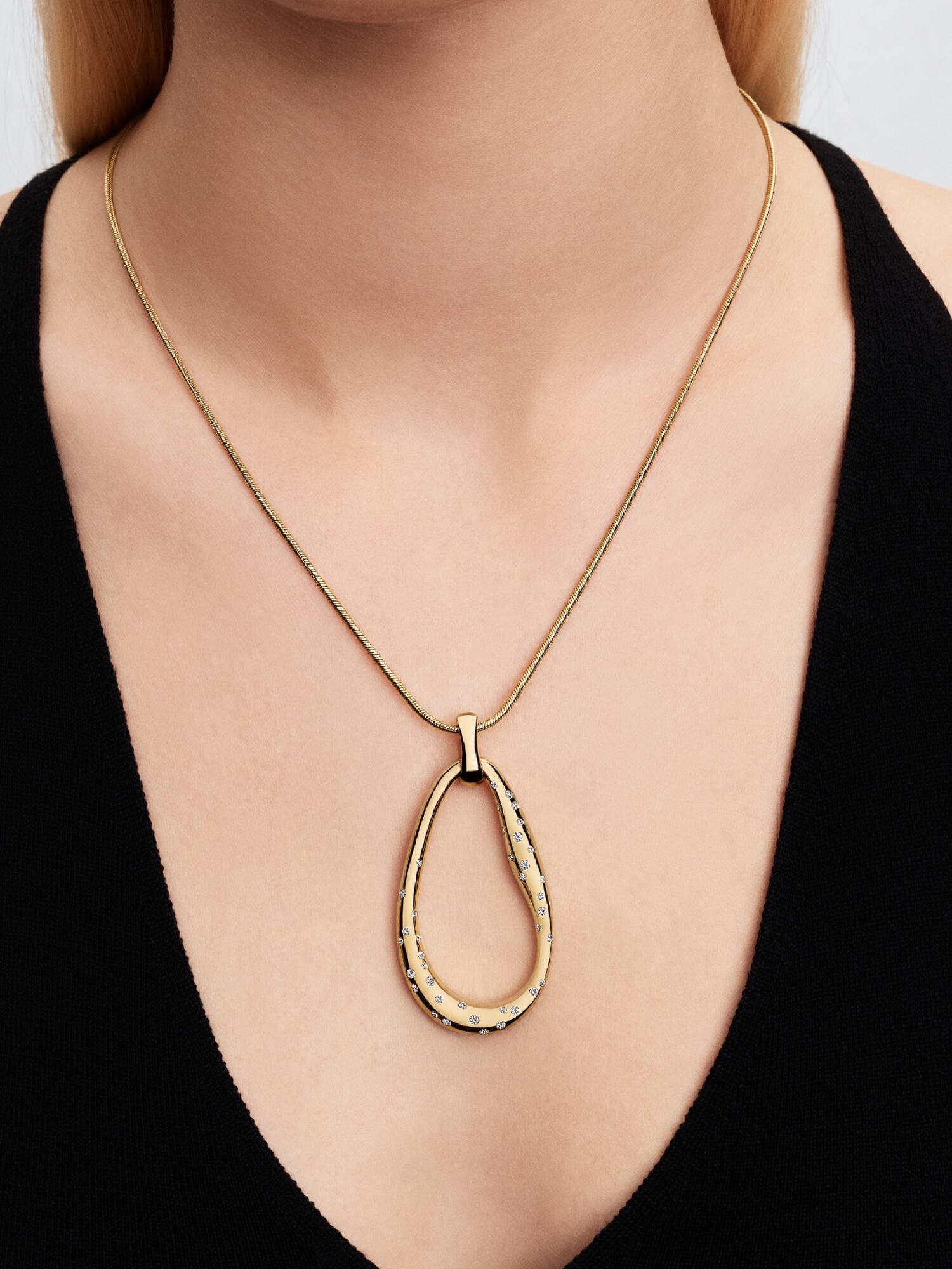 Collar Forma Orgánica Gemas Engastadas Grande