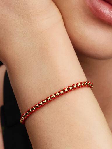 Pulsera Cadena Caja Cordón Rojo