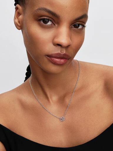 Collar Corazón Infinito Rosa Brillante