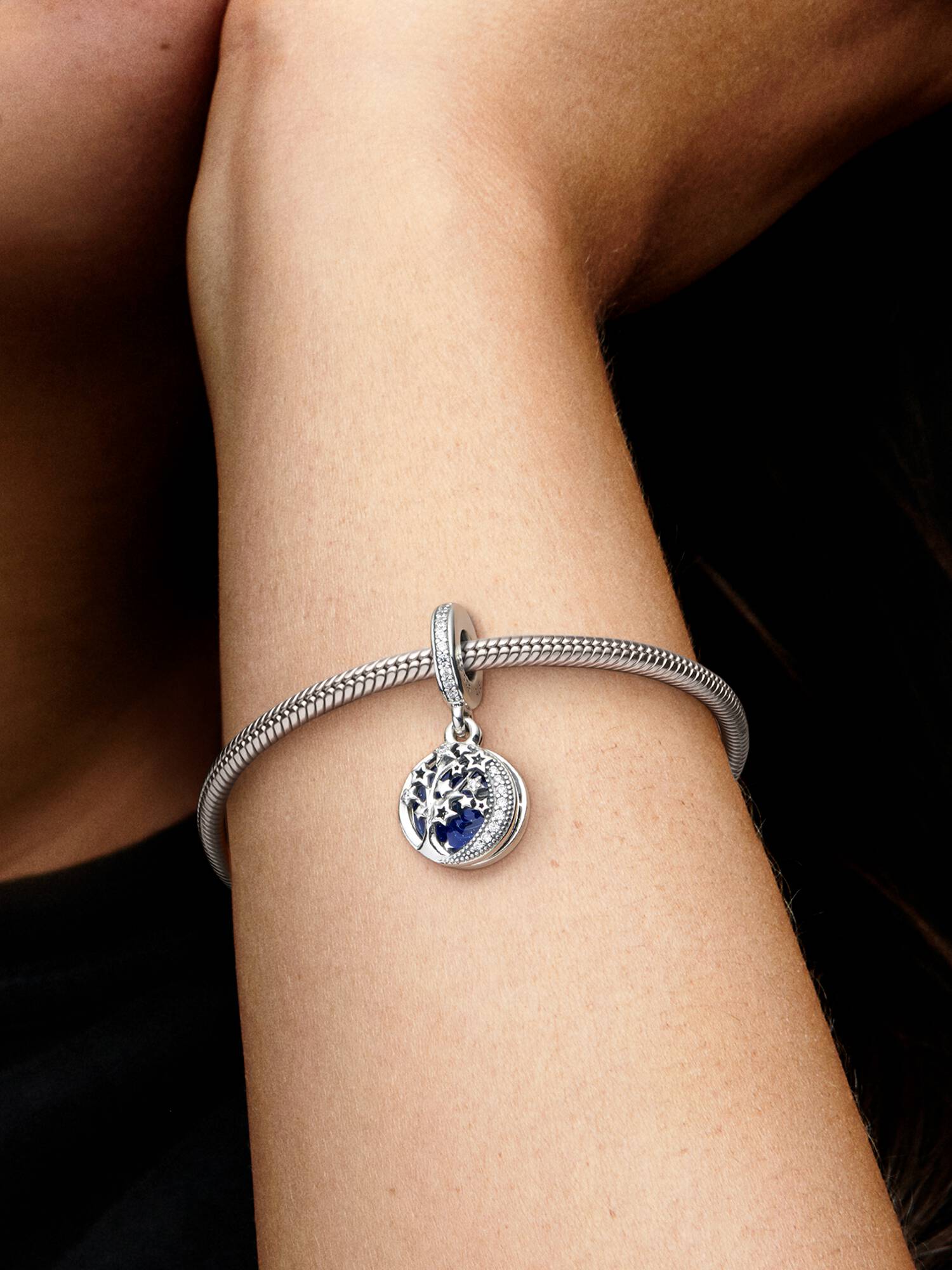 Charm Colgante Doble Árbol y Luna de la Galaxia