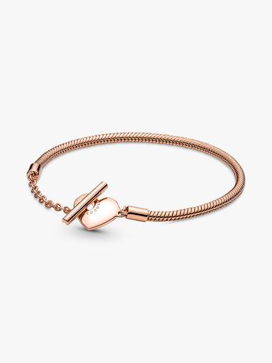 Pulsera Pandora Moments Cadena de Serpiente con cierre en T y Corazón