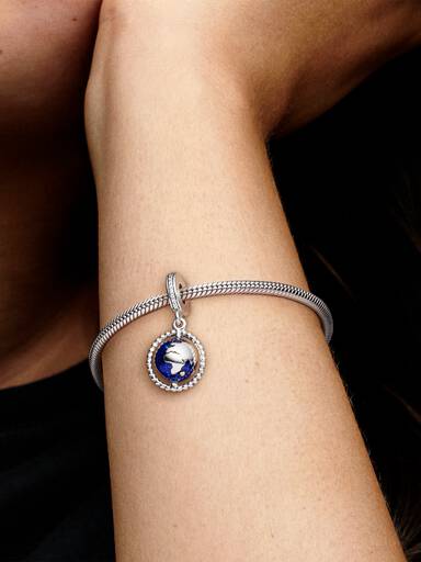 Charm colgante en plata de ley Globo Giratorio