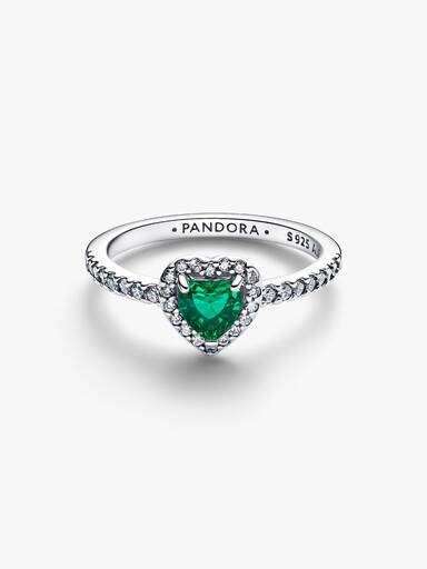Anillo Corazón Elevado Verde
