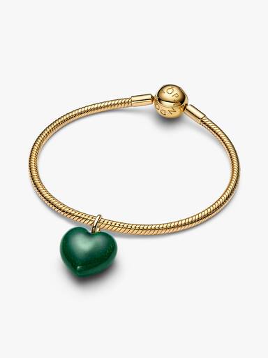 Charm Colgante Corazón Volumen Verde