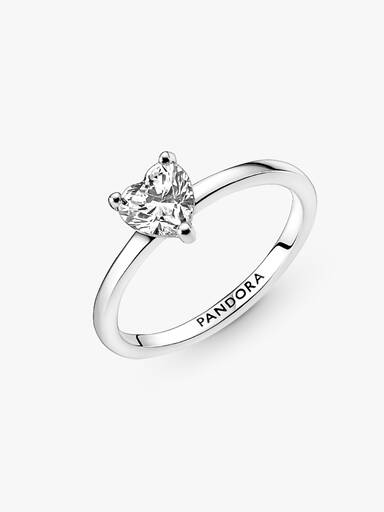 Anillo Solitario Corazón Brillante