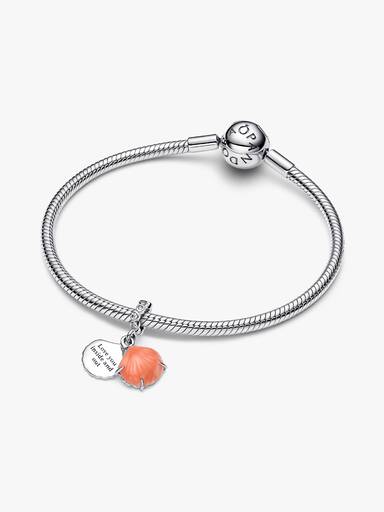 Charm Colgante Doble Concha Color Coral