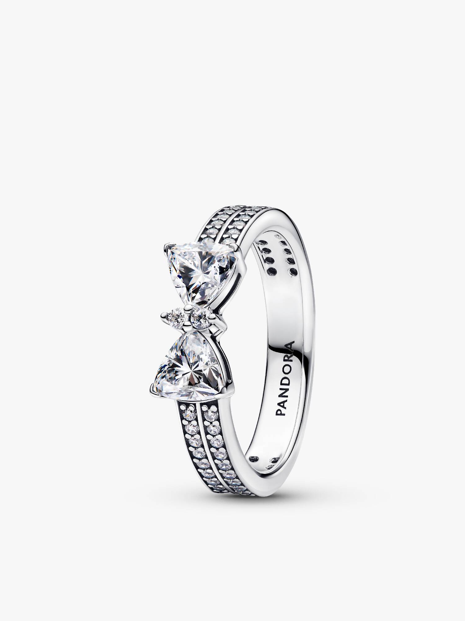 Anillo Doble Banda Lazo Brillante