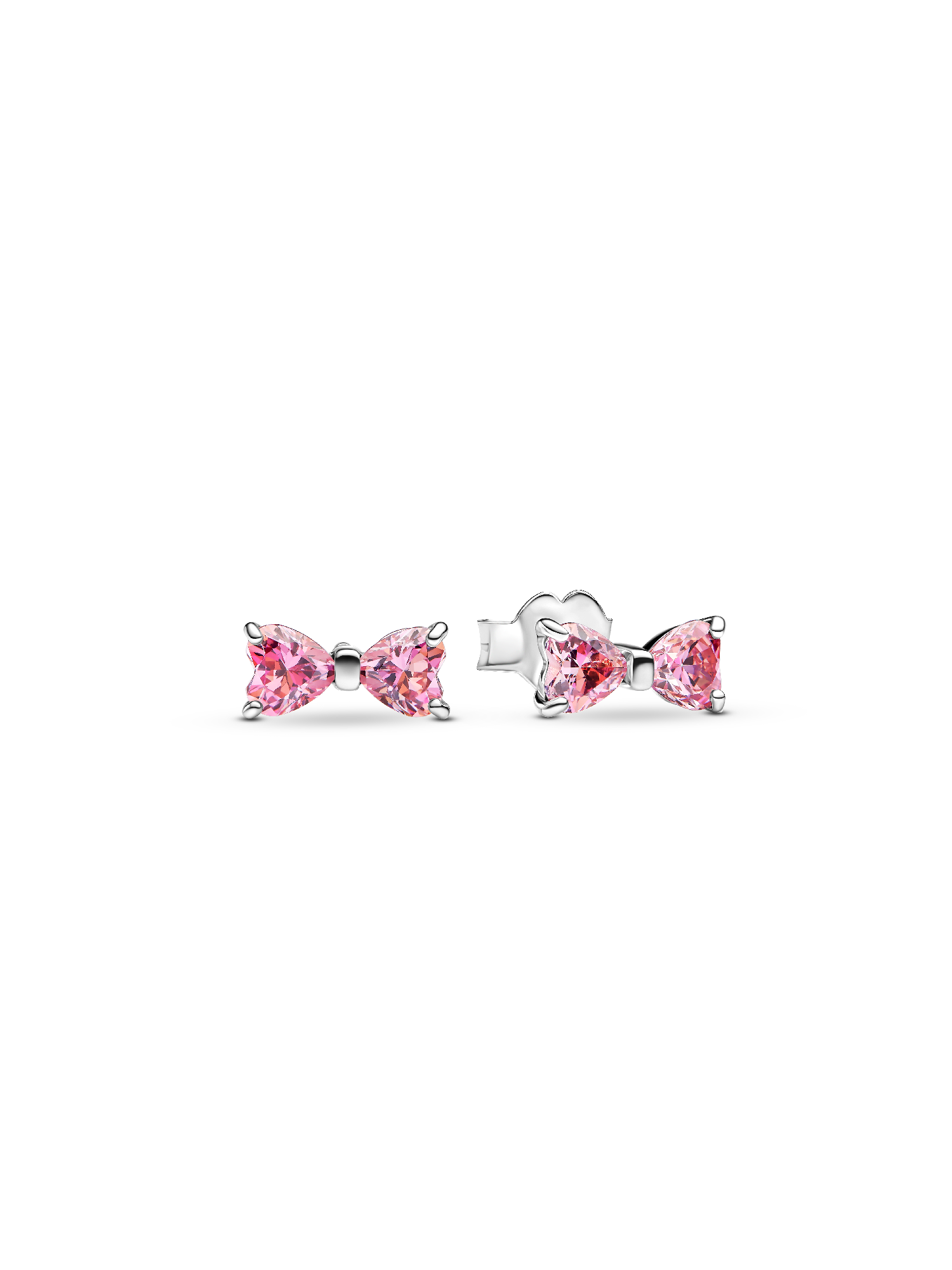 Pendientes de botón Lazo Rosa Brillante