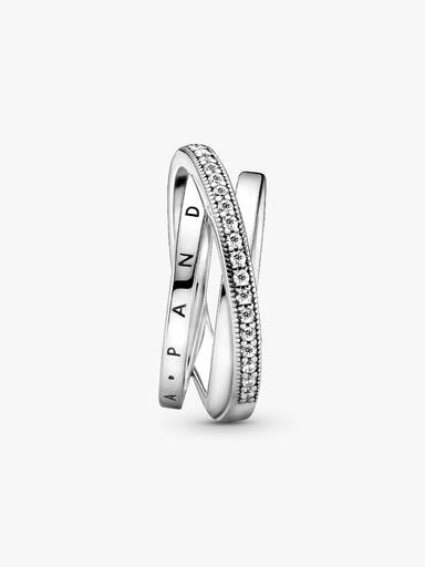 Anillo Cruzado Triple Alianza en Pavé