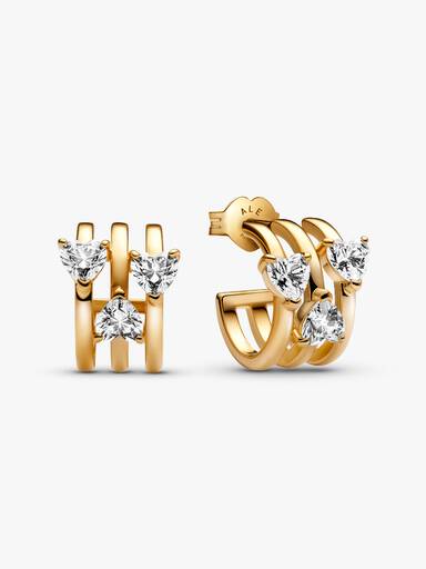 Pendientes de Aro Triple Corazón